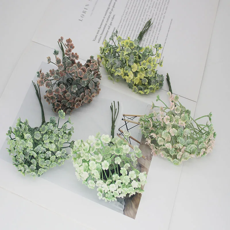 

New Plastic Artificial Frost Plants DIY Bouquet Accessories Home Decoration Green Plant Object Potted Flower Arrangement 1Bunch