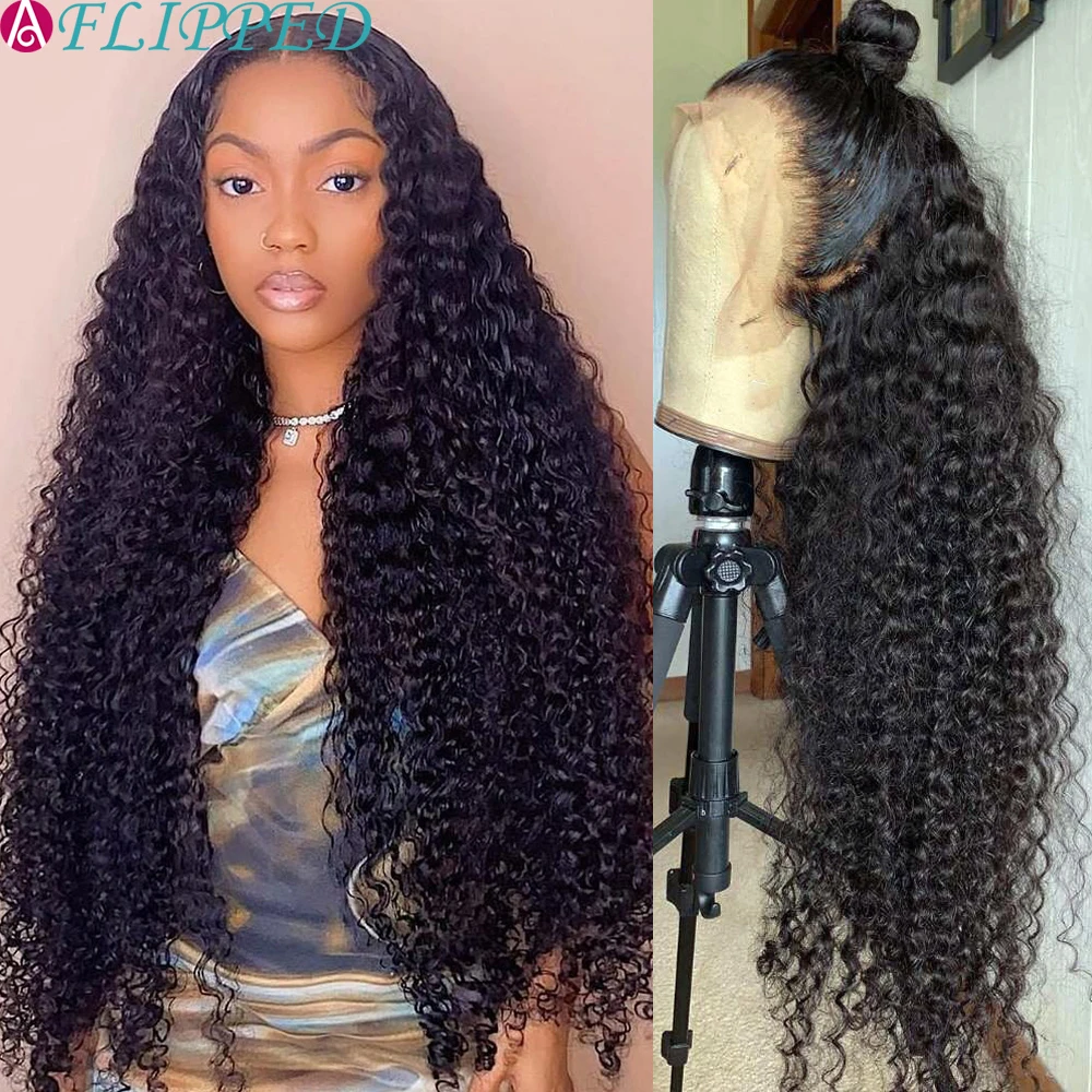 Deep Wave Wigs13x4 Lace Front Human Natural Hair Wigs Brazilian Curly Preplucked Lace Frontal Wig Transparent HD Lace Water Wig