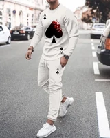 mens sportswear 3d printed t shirt pants set 2 piece long sleeve casual street sportswear