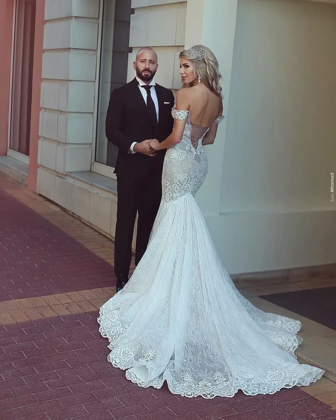 Женское свадебное платье с юбкой-годе стильное невесты из Дубая со шнуровкой