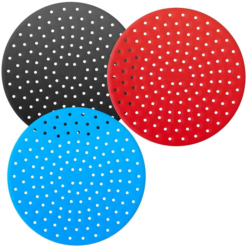 

Kitchen Reusable Silicone Air Fryer Liners 3 Pack with Air Fryer Magnetic Cheat Sheet, Easy Clean Air Fryer Accessories