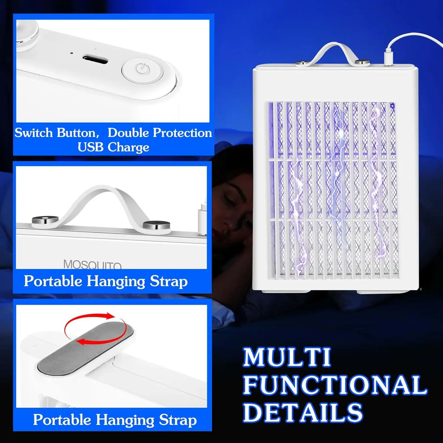 Крытый мощный убийца комаров 3000 В лампа от с питанием USB ловушки для насекомых