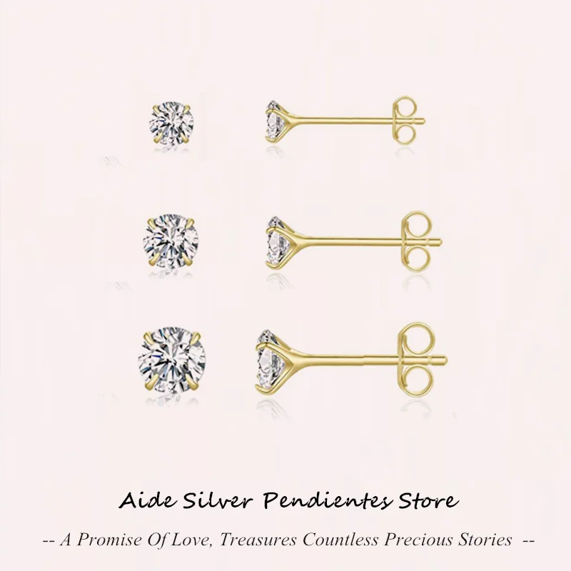 Набор серег-гвоздиков из серебра 925 пробы с бриллиантами 2/3/4 мм | Украшения и