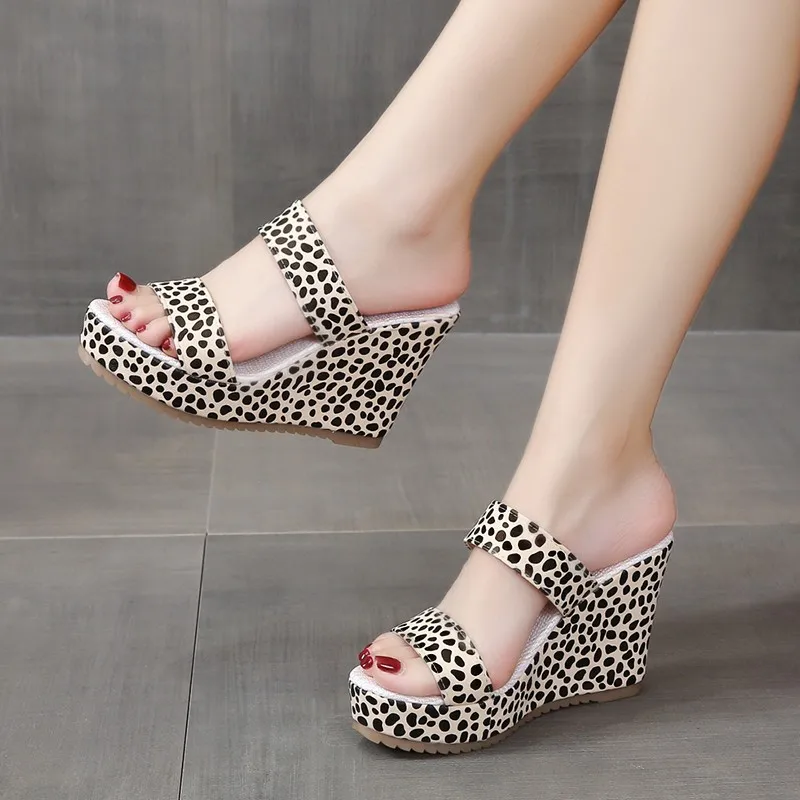 

Women Wedge Sandals Summer Dot Printing High Heels Shoes Woman Plus Size Platform Sandal Ladies 42 Women's Slippers 2022 Autumn