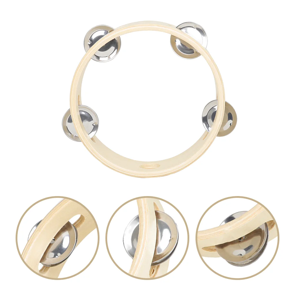 

Woody Toy Tambourine Circle Musical Percussion Hand Drum Handheld 6 Inch Child