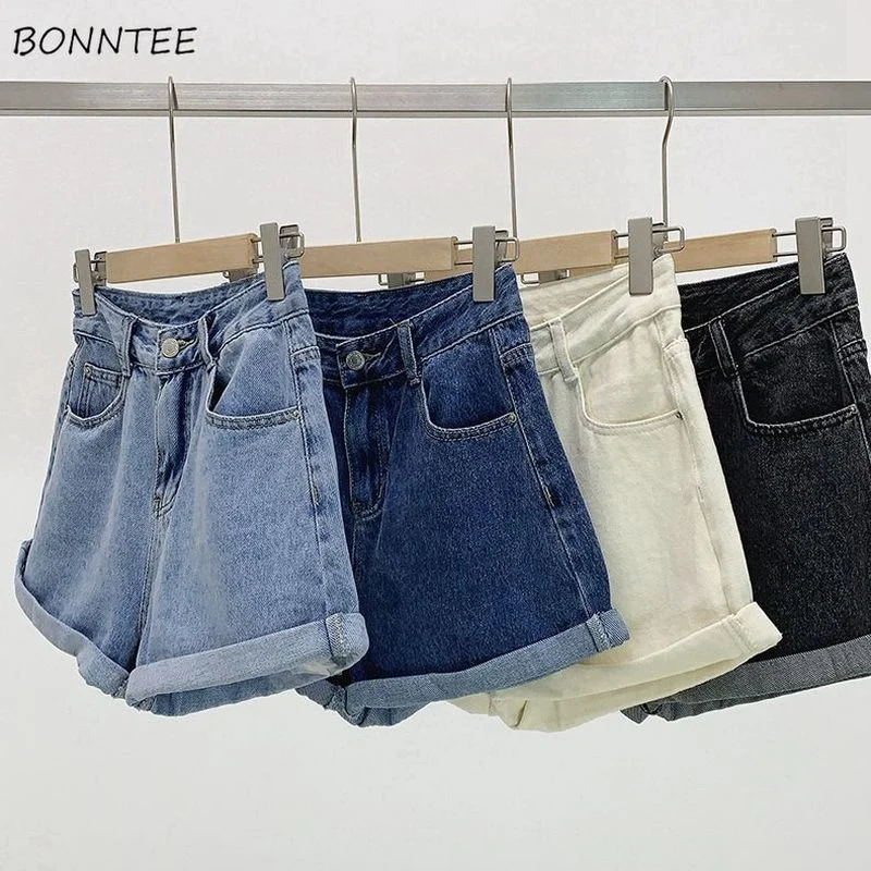 

Женские джинсовые шорты в винтажном стиле, простые универсальные шорты из денима с высокой талией, в стиле ольччан, Классическая уличная одежда для отдыха, лето 2023