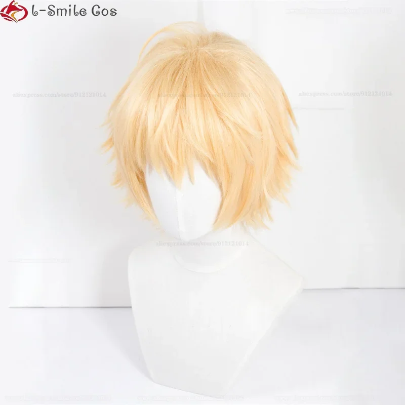 Новый парик Denji аниме Chainsaw Man для косплея нашивка глаз короткие золотистые