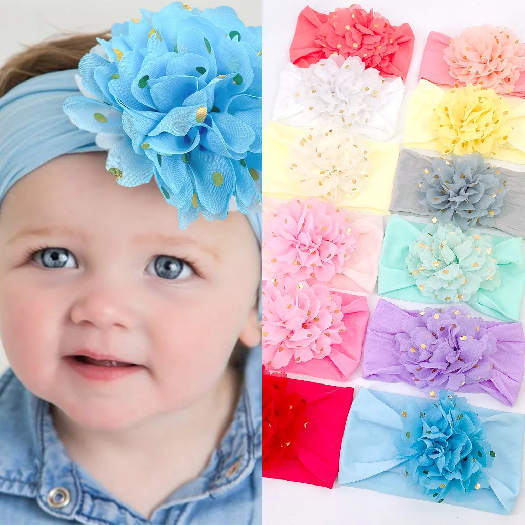 1 PCS Baby Headbands Baby Nylon Big Flower Cute Prince Headband Bandana for Baby Girls Newborn Infant Toddlers Kids