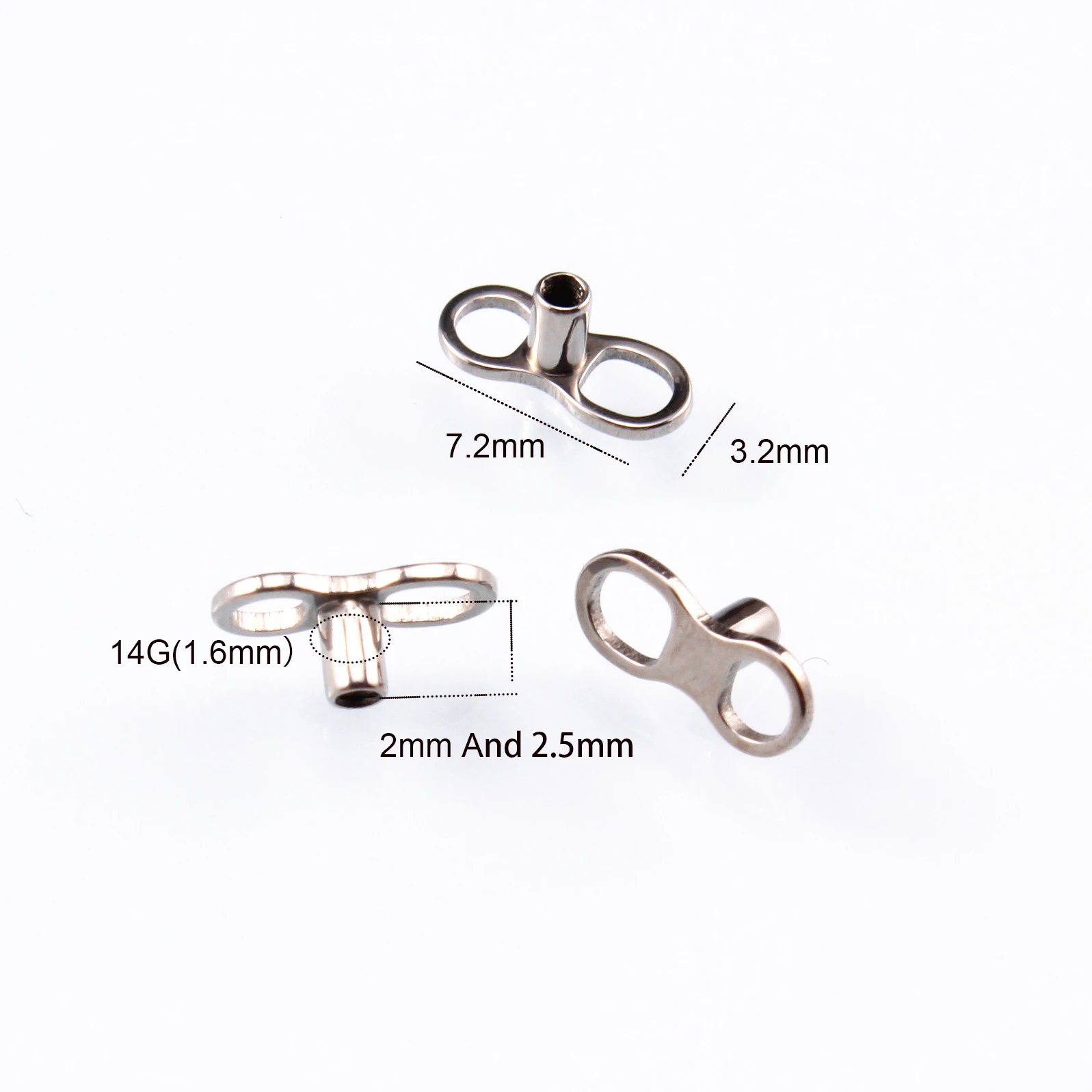 Замена титанового дермального якоря ASTM F136 с 2 отверстиями основа для пирсинга