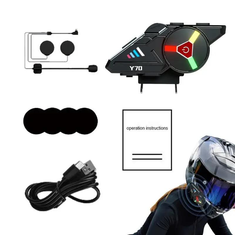 

Motorcycle Wireless Intercom Waterproof 5.3 Earphones 10m FM Long Battery Noise Cancellation Communication System Cycling