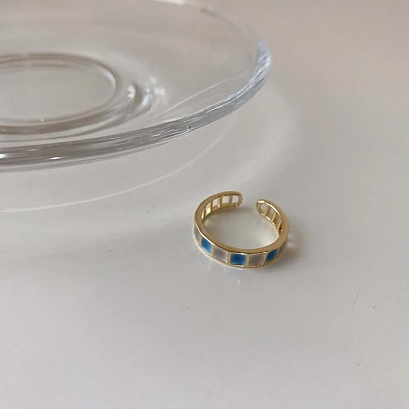 

PTQASP New Classic Oil Drip Shell Open Rings for Woman Fashion Gold Color Crystal Adjustable Finger Ring Jewelry Accessories