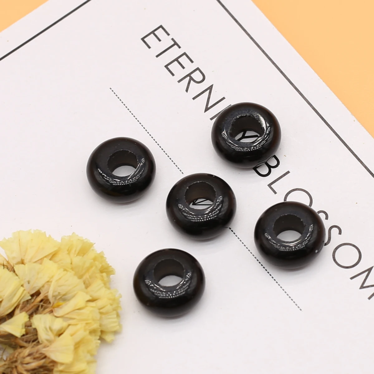 

6*8mm Natural Crystal Black Onyx Abacus Spacer Bead Flat Round Loose Beads For Charm Jewelry Making DIY Bracelet Necklace