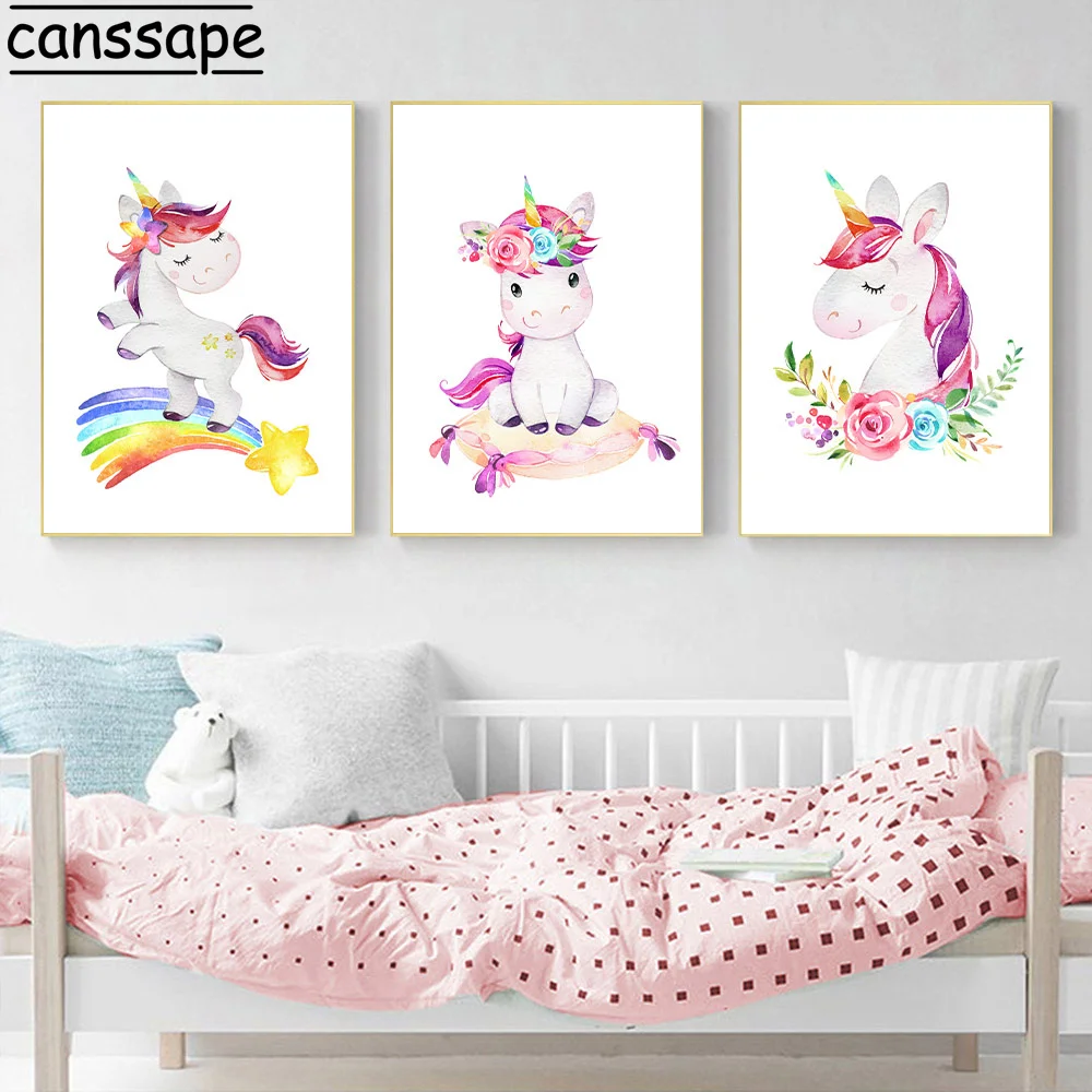 Детская настенная Картина на холсте рандомный Радужный принт звезда плакаты