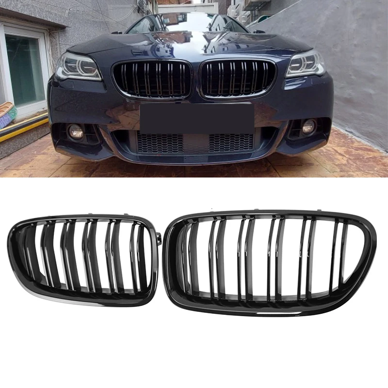 For BMW 5 Series F10 F11 F18 520 523 525 520d 530d 540i Car Front Grille Kidney Racing Grill Gloss Black Grilles 10-17 Grills