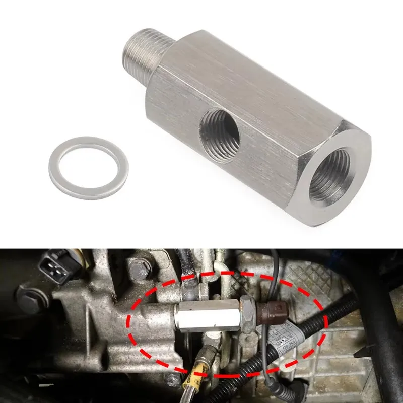 

Тройник датчика давления масла BSPT 1/8 дюйма с адаптером NPT, датчик линии подачи турбонаддува T