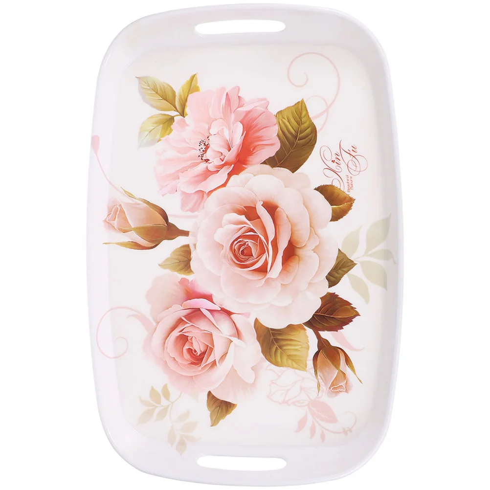 

Binaural Tray Perfume Trays Vanity Plate For Party Coffee Home Accessory Melamine European Style Serving Tray Rectangular Plate
