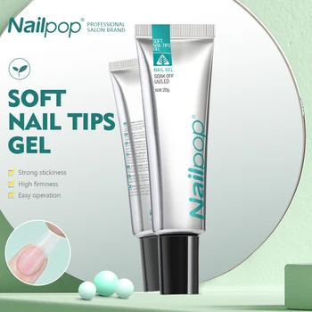 NAILPOP 소프트 네일 팁 젤 소크 오프 젤 접착제, 빠른 페이크 페이스트, UV 젤리 폴리쉬, 네일 아트 도구, 20g