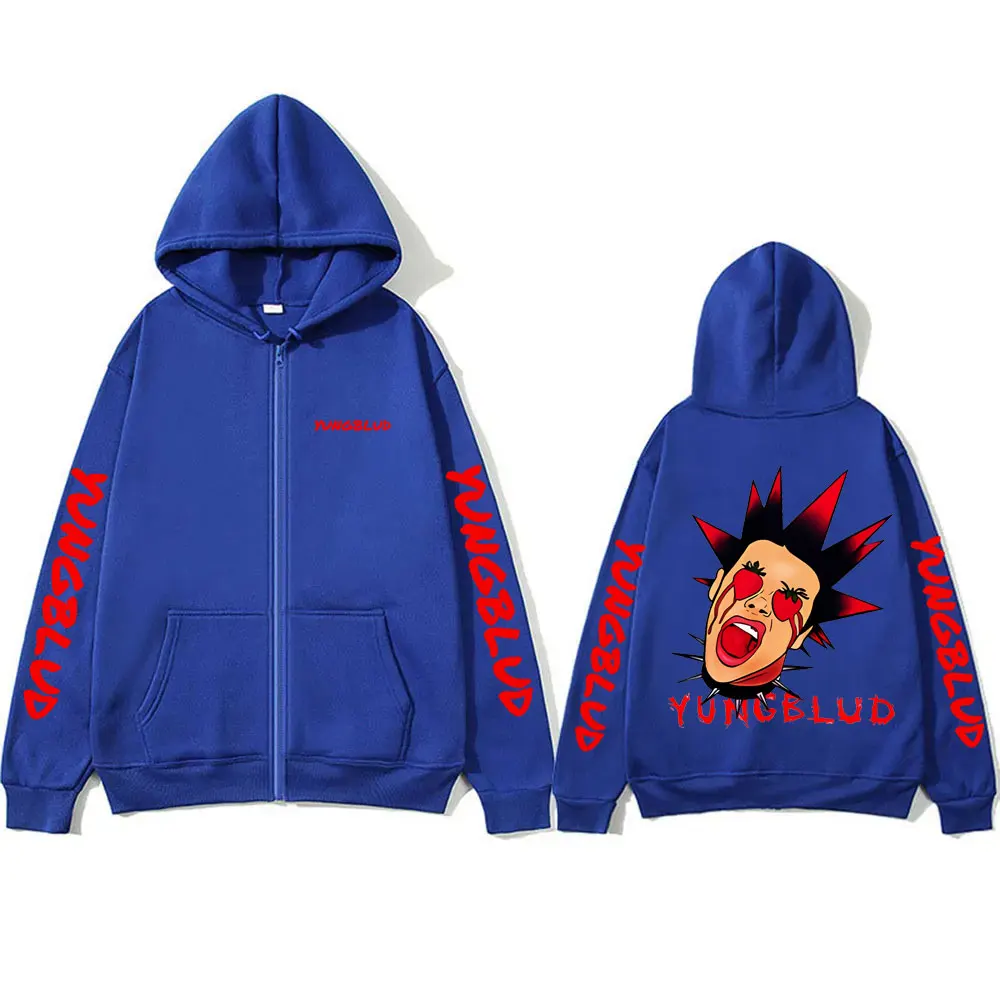 Singer Yungblud Face Graphic Zipper Hoodie Men Women Fleece Cotton Oversized Zip Up Jacket Men's Gothic Rock Sweatshirt