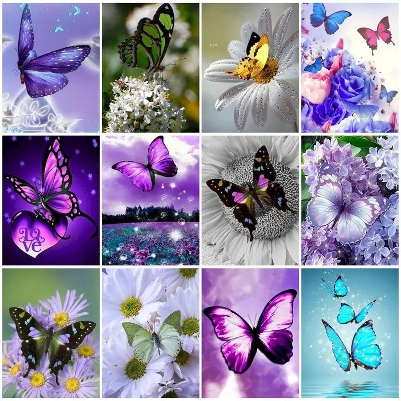 

CHENISTORY Full Drill DIY 5D Diamond Painting Butterfly Rhinestone Kits Mosaic Scenery Cross Stitch Handmade Home Decor Diamond