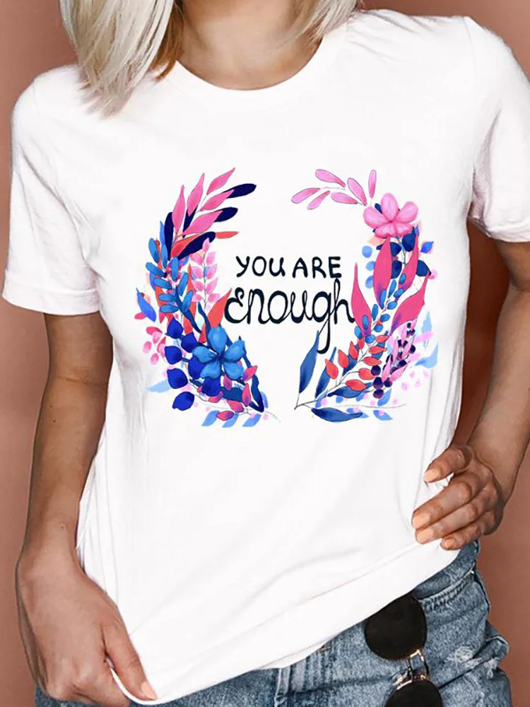 

Women Print Tees Female Clothes Flowers Print Short Sleeve Tops Tshirt Cute Ladies Fashion Cartoon Graphic T-Shirt White