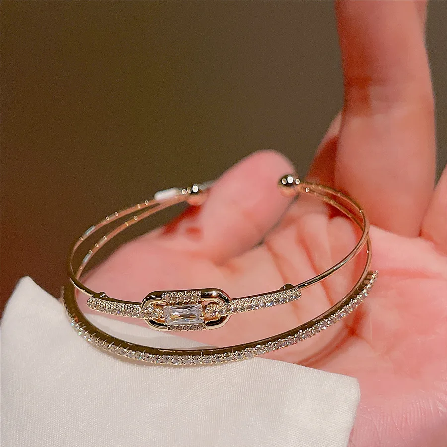 

New fashion casual ins TikTok simple plating platinum opening adjustable bracelet hand rope Sentie hand accessories