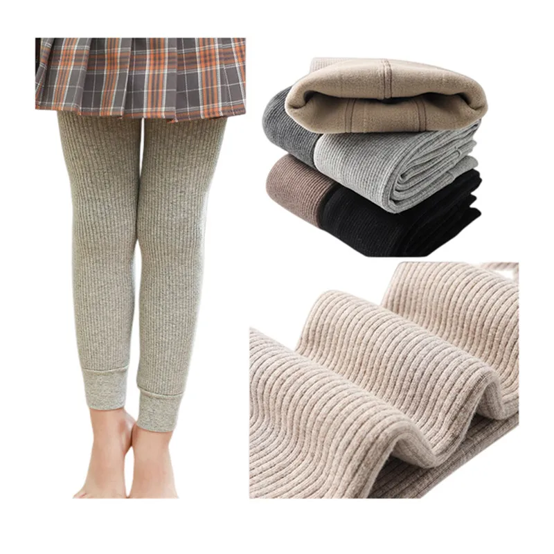 

2022 Girls Winter Clothes Pants Infant Plush Leggings Children's Solid Elastic Ankle-Skinny Pants Kids Winter Warm Outwear 8T