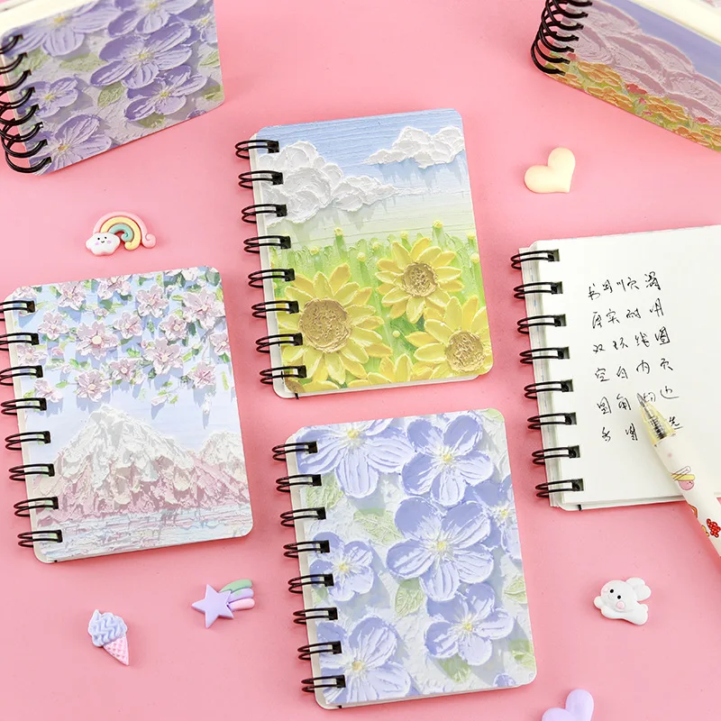1pc Cute Canvas Landscape Notebook  A7 Coil Book Student Not