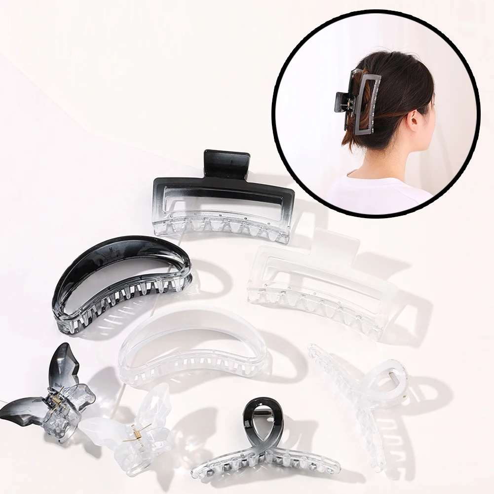 

Shark Clip Hair Claw Gradient Butterfly Hair Clip Gradient Transparent Black White Gripper Geometric Hairpin Hair Accessories