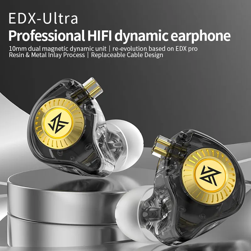 Фото KZ EDX-ультра проводная Hi-Fi гарнитура, динамическая гарнитура, сменный кабель, монитор-вкладыш, музыкальная спортивная игровая гарнитура с шумоподавлением №2