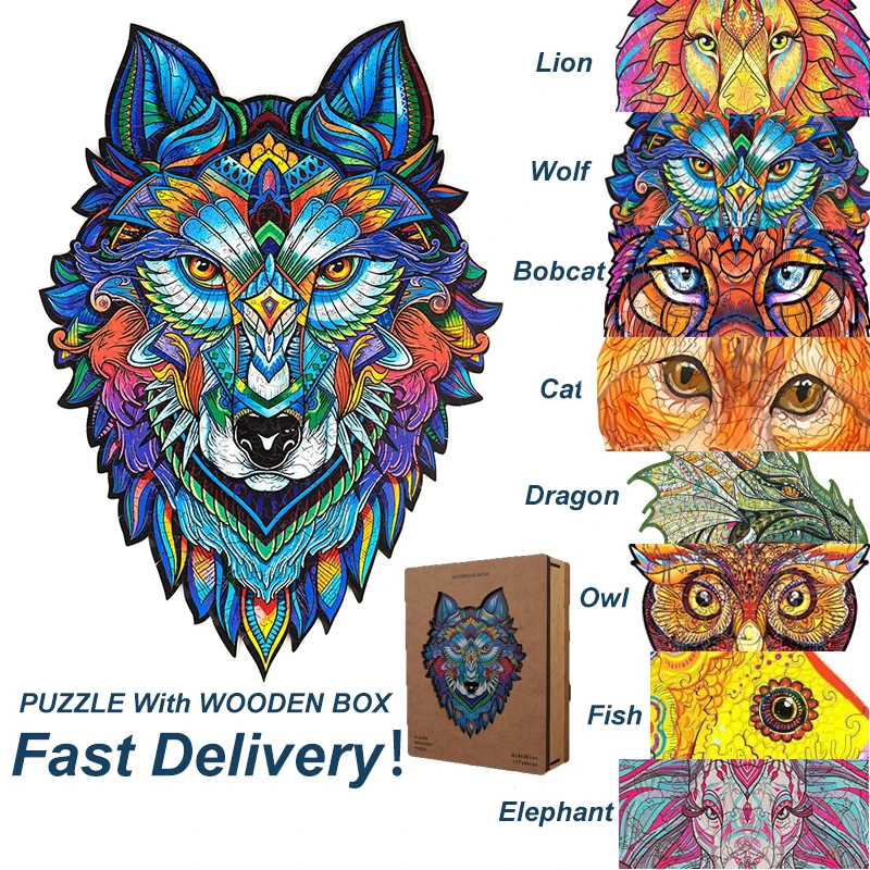 

DIY wooden puzzle for adults and children each piece is an animal shaped Christmas gift wooden puzzle to improve attention