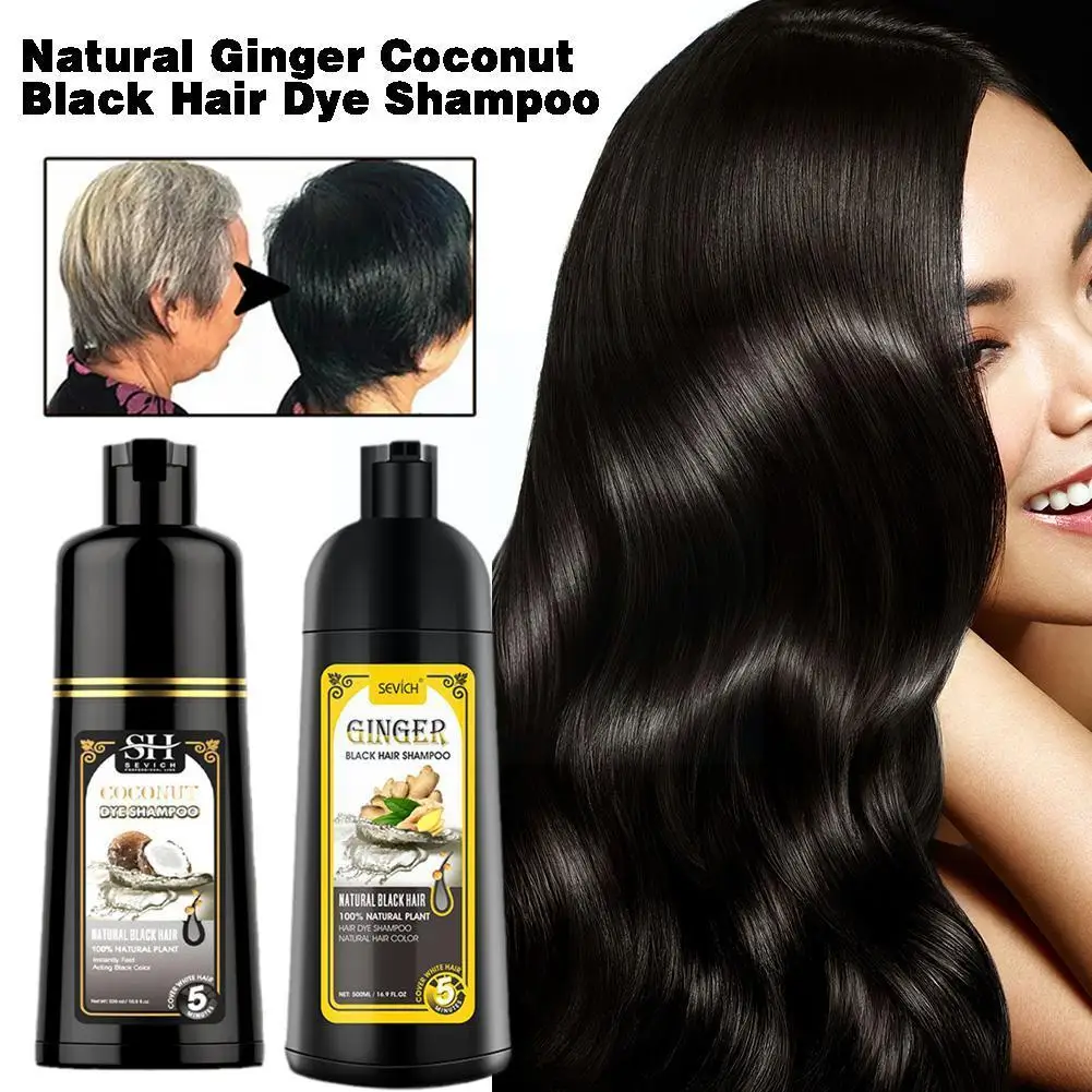 

Sevich Natural Ginger Coconut Black Hair Dye Shampoo For Coloring Gray Hair Fast Dyeing Black Long Lasting Permanent Hair C F1C6