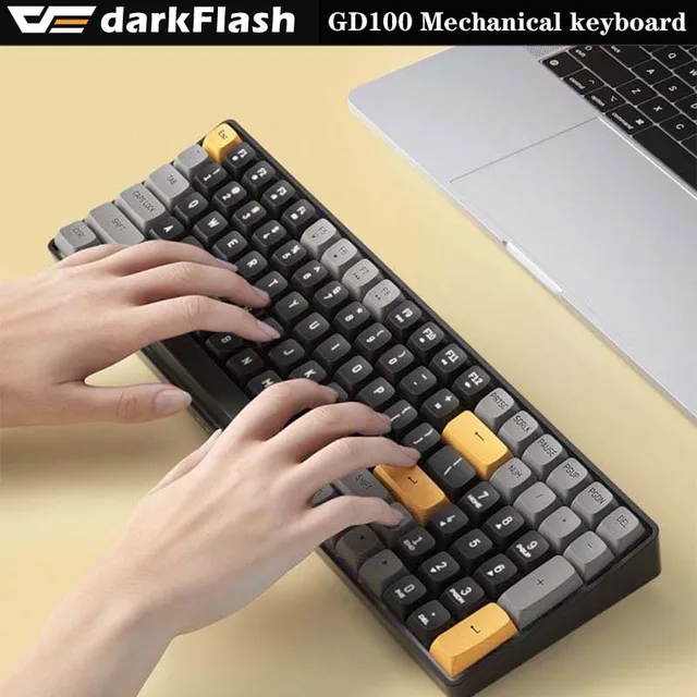 GD100 Mechanical Keyboard 2.4G 100 Keys Rechargeable Both Wireless and Type-C Wired Gaming Keyboard 4