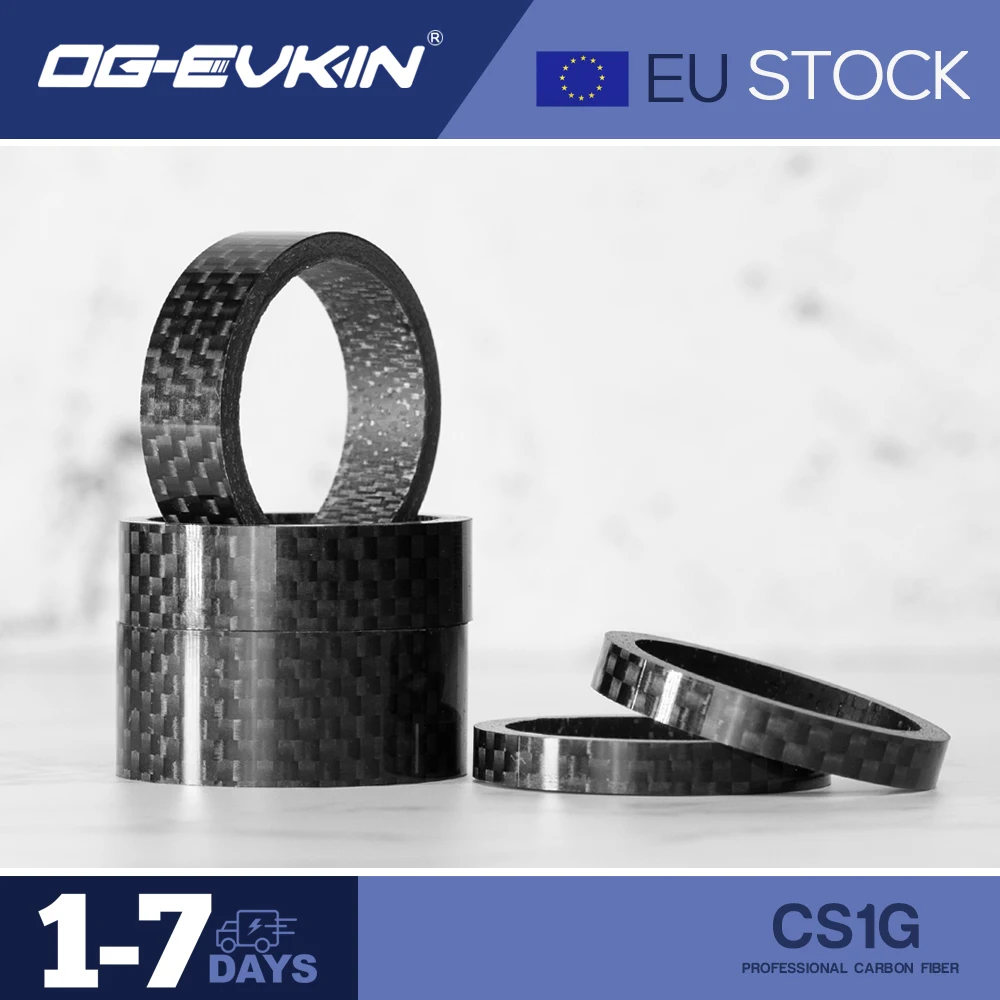 

OG-EVKIN CS-001-ES Carbon Bicycle Spacer Set 1/8" 28.6mm 3K Glossy/UD Matte Headset Spacer MTB Road Bike Bicycle Black Spacer