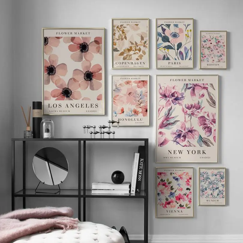 

Abstract Flower Market Wall Art Canvas Painting Vintage Watercolor Nordic Posters And Prints Wall Pictures For Living Room Decor