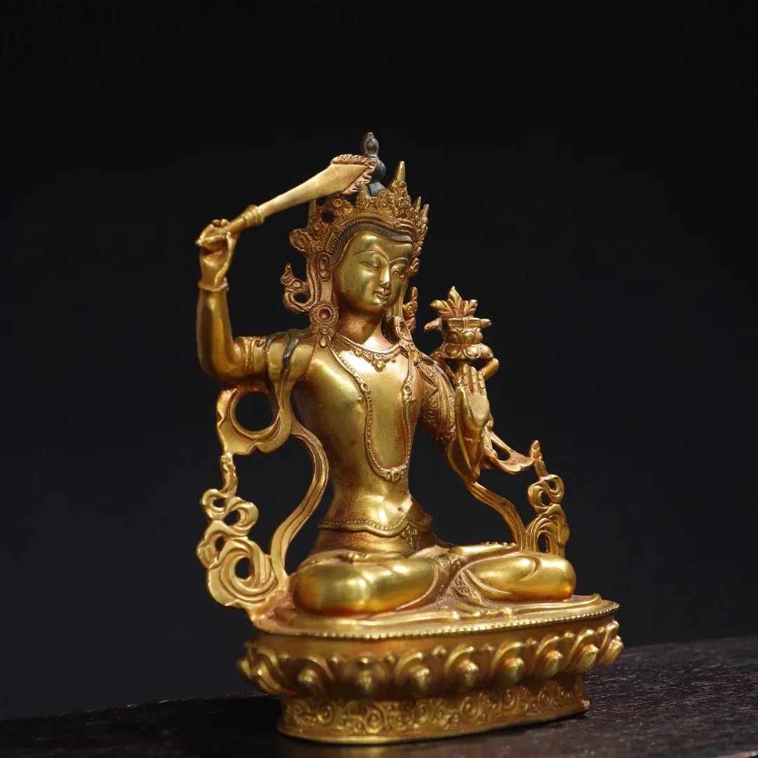 8-дюймовая коллекция тибетского храма старая бронза киноварь позолоченная