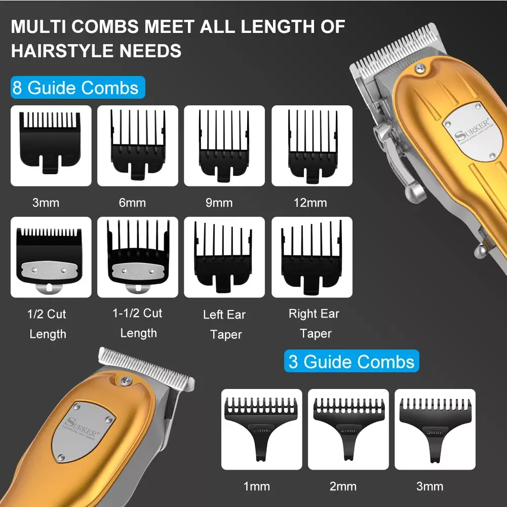 Professional LED Haircut Grooming Kit Adjustable Hair Clippers and Hair Trimmer enlarge