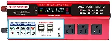 

Power Inverter 3 AC Outlets 1DC 12V to 110V AC Car Inverter with LCD Display