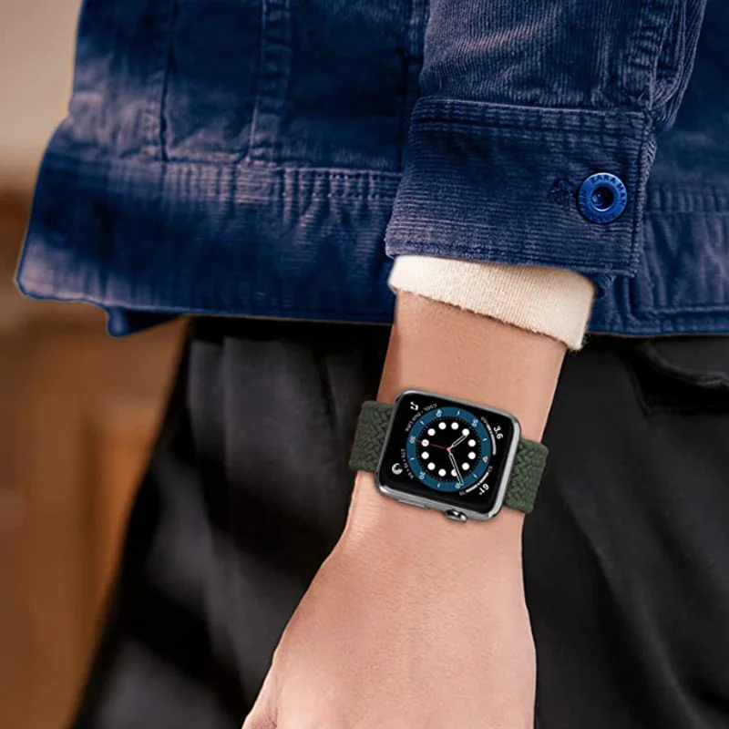 Braided Solo Loop For Apple watch band 8 7 44mm 40mm 49mm 45mm 41mm Elastic Nylon belt bracelet iWatch series 6 5 se ultra strap