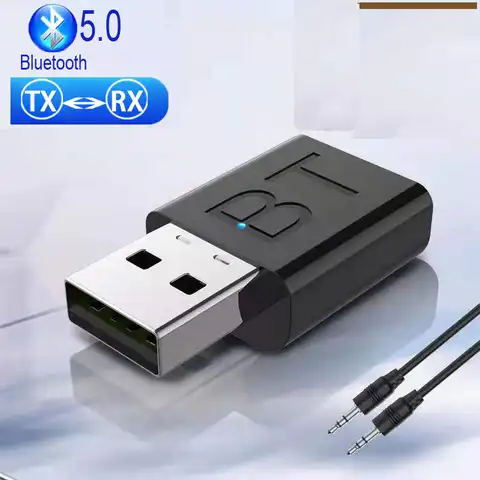 Bluetooth 5,0 приемник передатчика Мини 3,5 мм разъем AUX беспроводное освещение 2 в 1 автомобильный комплект USB адаптер