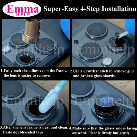 EmmaHelp, 10 комплектов стекла для задней камеры для iPhone 15 14 13 XR X XS SE 7 8 11 12 Pro Max, сменная крышка объектива задней камеры, наклейка A+
