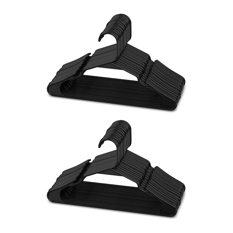 

40X Black Plastic Hangers, Plastic Clothes Hangers Perfect For Everyday Standard Use, Clothing Hangers