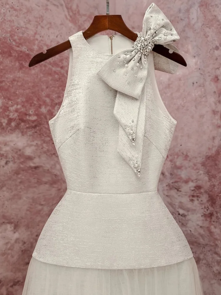 Женское вечернее платье без рукавов DEAT плиссированное составного кроя с