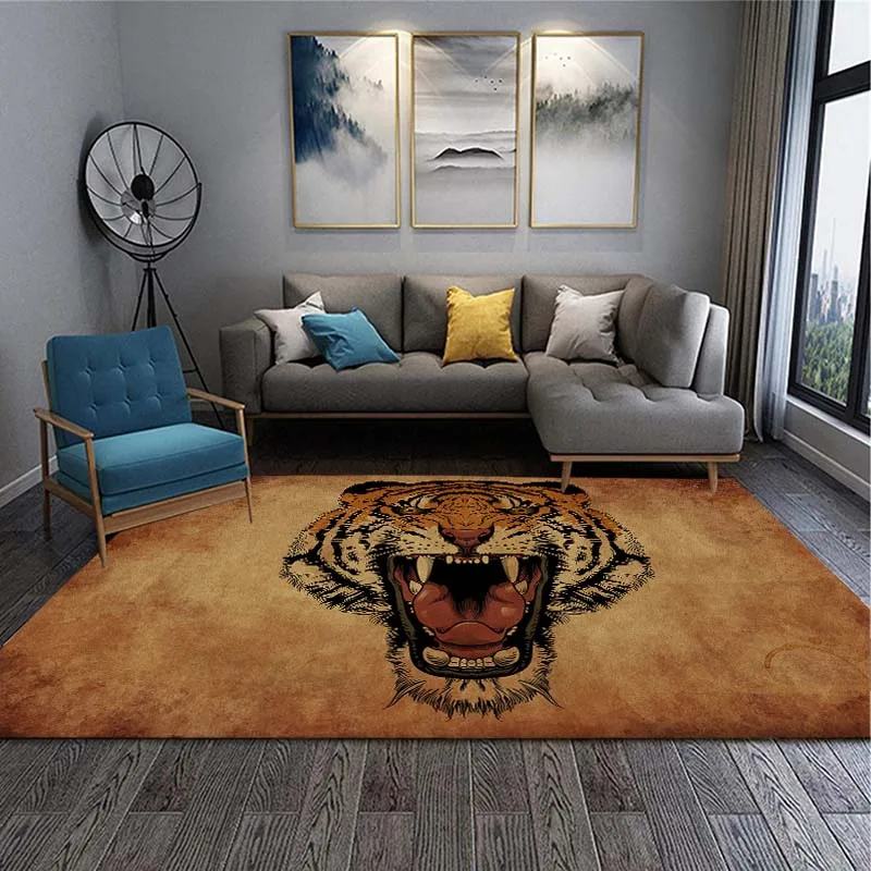 

Fierce Tiger Printed Floor Mat Arbitrary Living Room Carpet Non-slip Living Room Rug Gift Living Room Decoration Carpets