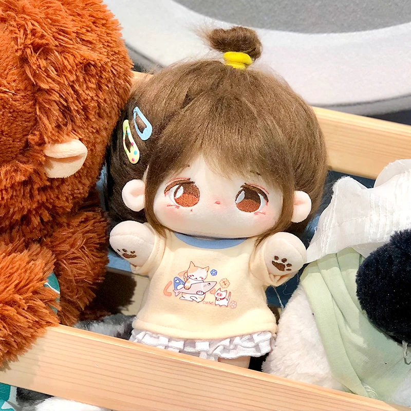 

No Attribute Kpop Cute Short Sleeve Dress Print Suit Clothes For Plush 20cm Cotton Doll Toys Cosplay Dress up Clothing Outfit