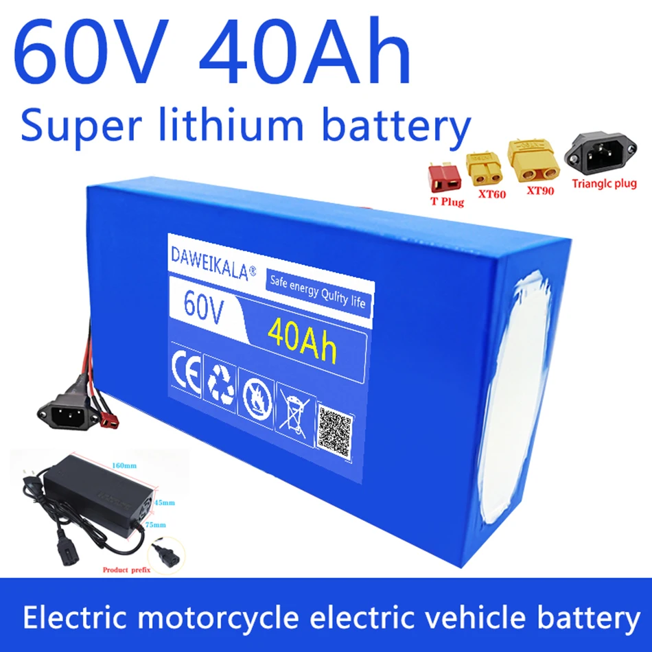

60V 40Ah Battery Electric Scooter Battery 60V Electric Bicycle Lithium Battery Pack Ebike BMS High-Power Battery 67.2V charger