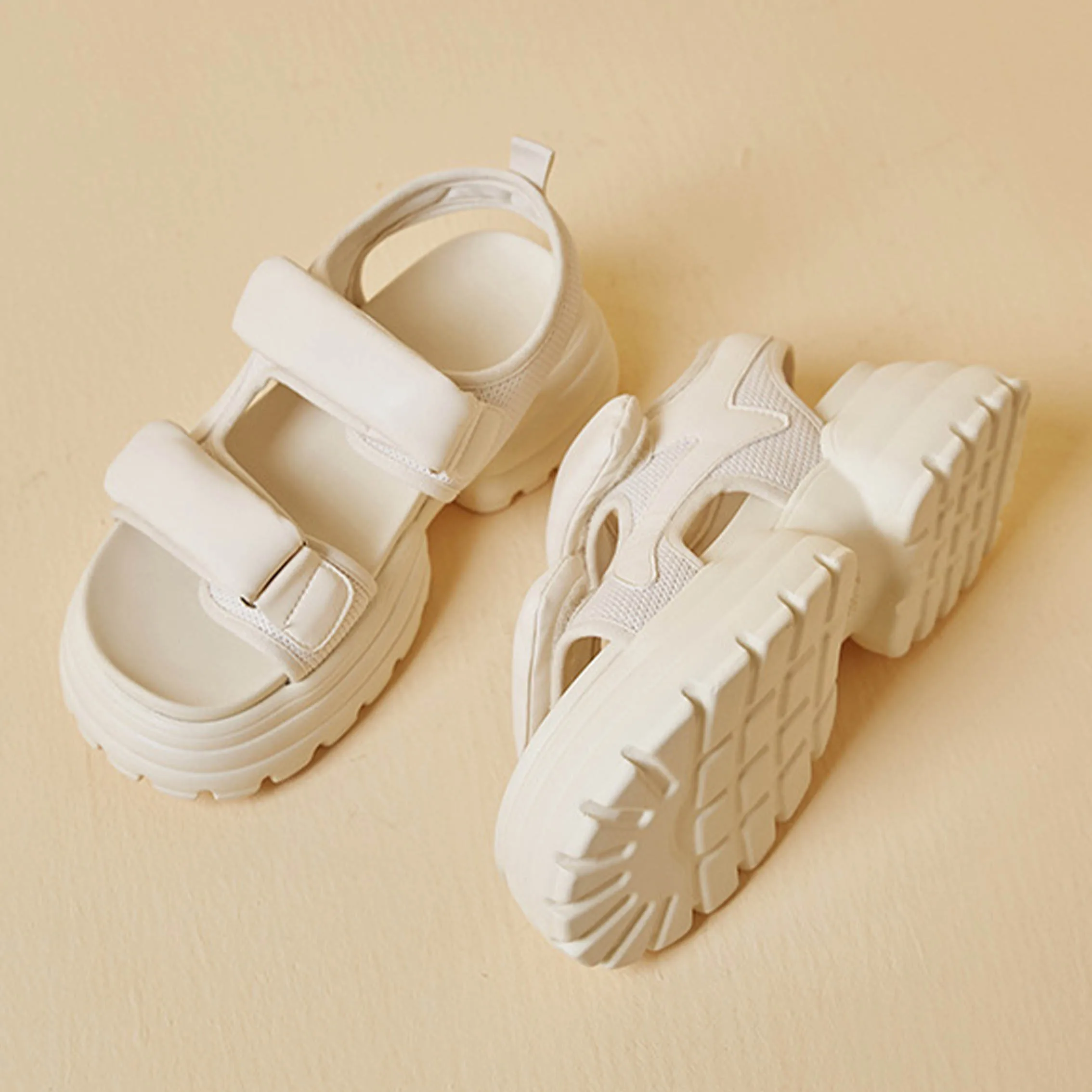 Women Sandals Mesh Hook&Loop Comfy Platform 2023 New Soft Women Lightweight Summer Sandals Outdoor Casual Beach Female Sandals