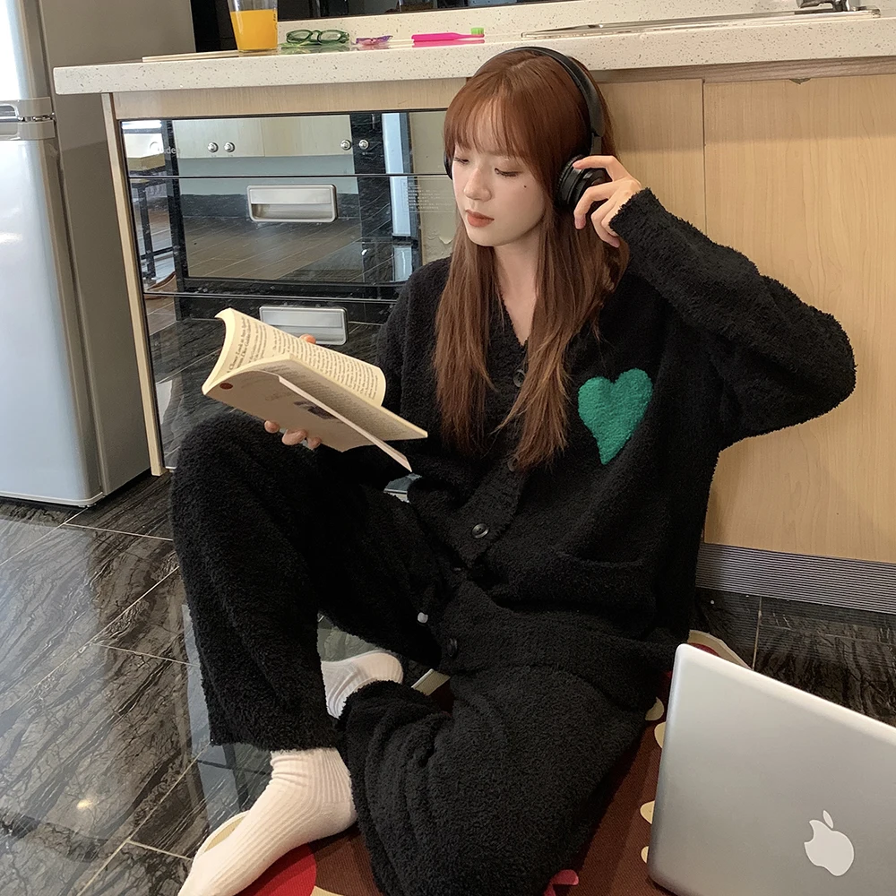 2024 высококачественный женский пижамный комплект полубархатная зимняя одежда