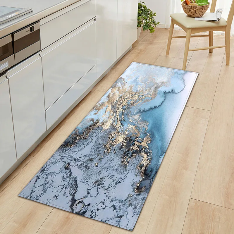 

Anti-Slip Kitchen Carpet Black White Marble Printed Entrance Doormat Floor Mats Carpets for Living Room Bathroom Mat Rugs