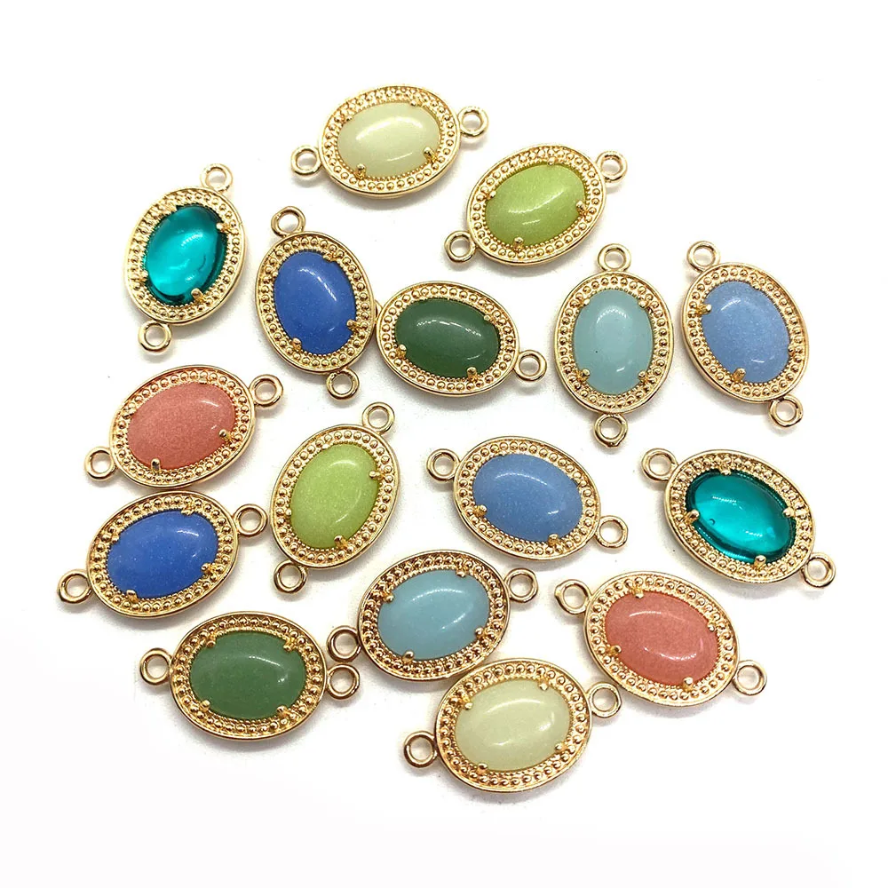 

14x25 мм Овальный стеклянный кристаллический соединитель Розовый Синий Зеленый кулон оптовая продажа подвесок для изготовления ювелирных из...