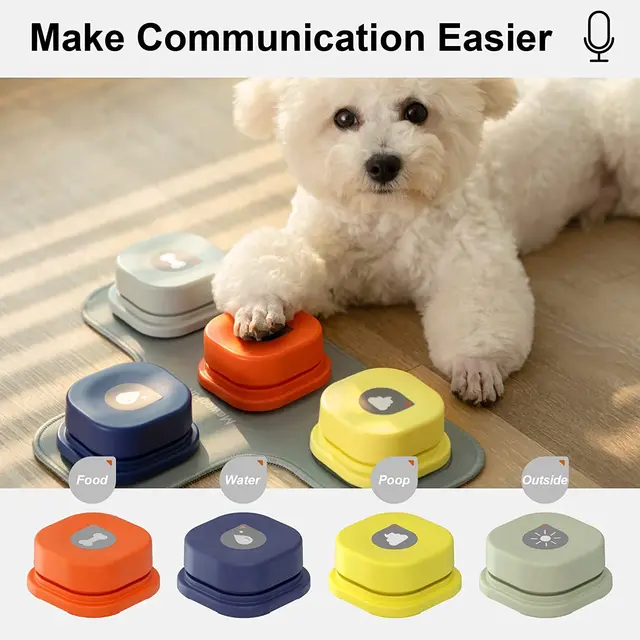 MEWOOFUN Dog Button Record Talking Pet Communication Vocal Training Interactive Toy Bell Ringer With Pad And Sticker Easy To Use 3